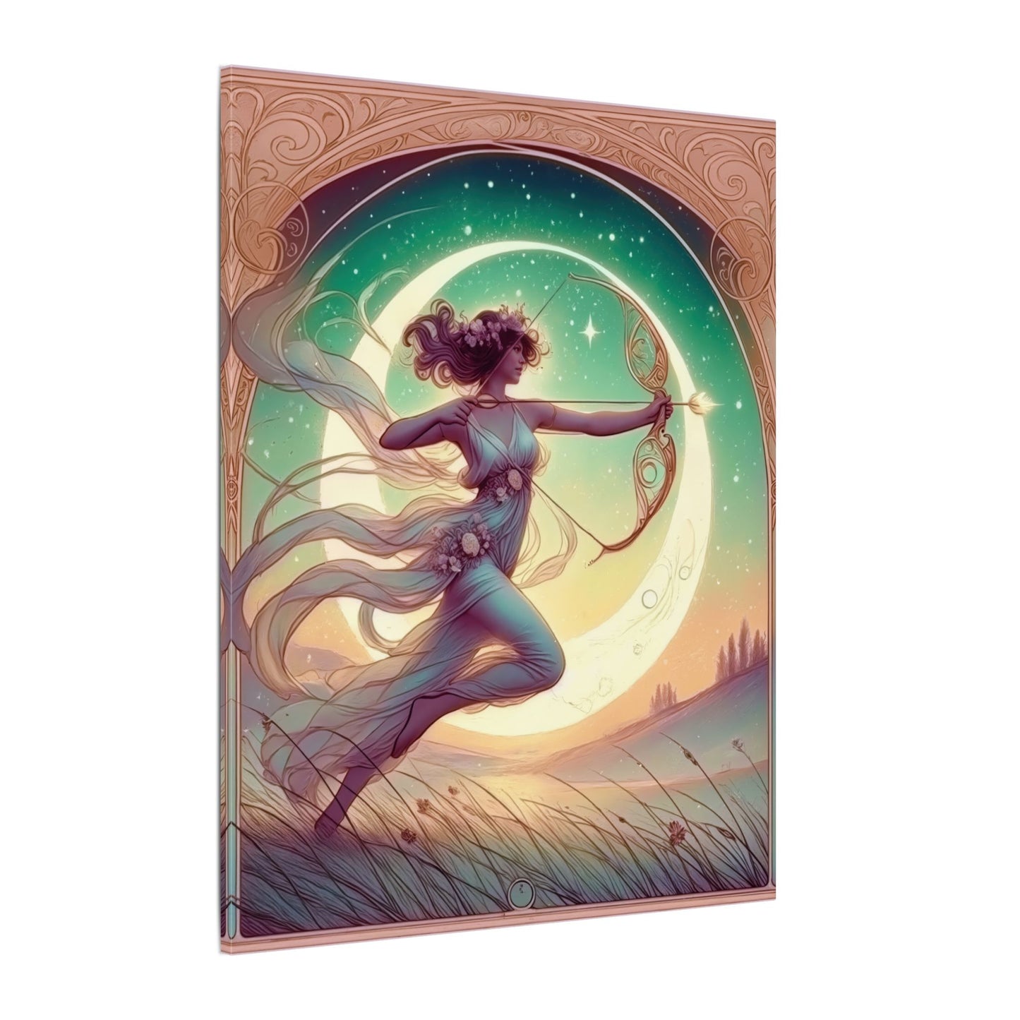 Artemis Rising – Celestial Archer Art Nouveau Wall Art