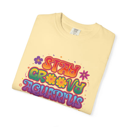 Stay Groovy Aquarius – Retro Flower Power Tee