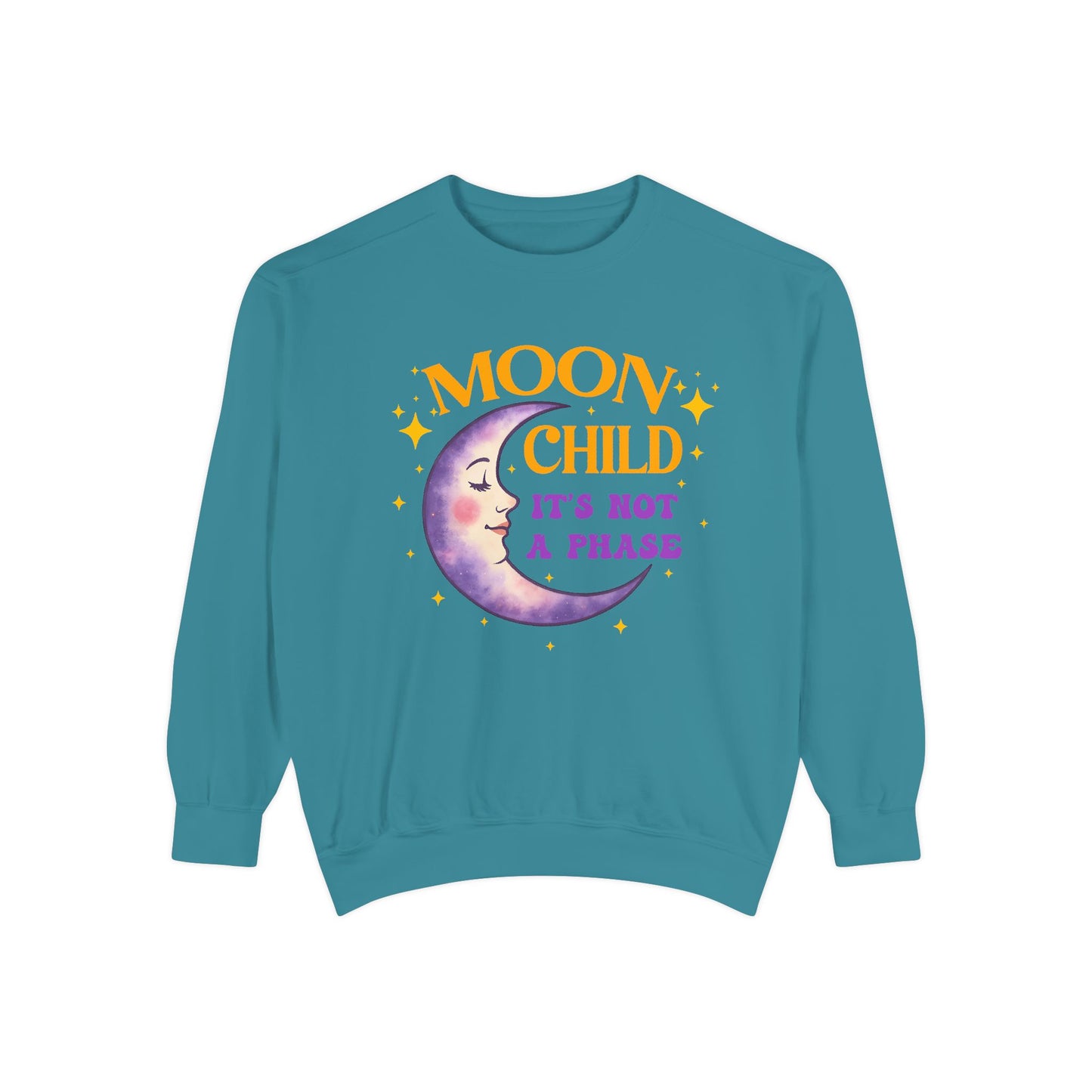 Moon Child It's Not a Phase Unisex Crewneck – Colorful Celestial Comfort Colors Midweight Sweatshirt