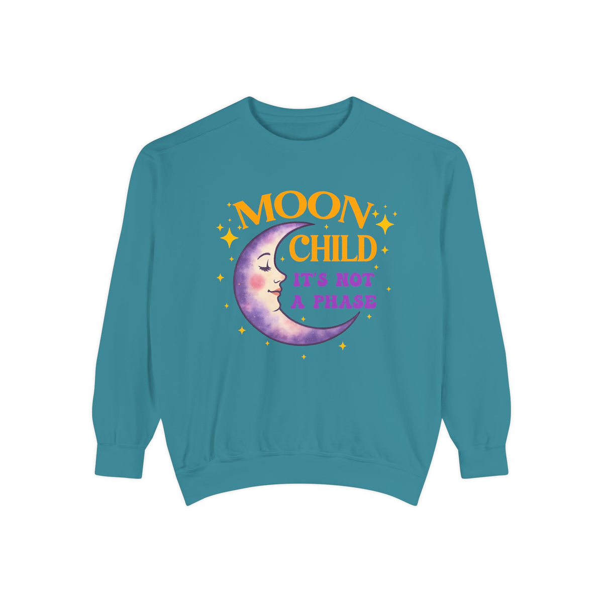 Moon Child It's Not a Phase Unisex Crewneck – Colorful Celestial Comfort Colors Midweight Sweatshirt - Enchanted Sky