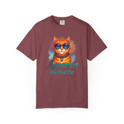 Aquarius One Cool Cat – Zodiac Kitty Vibes Tee
