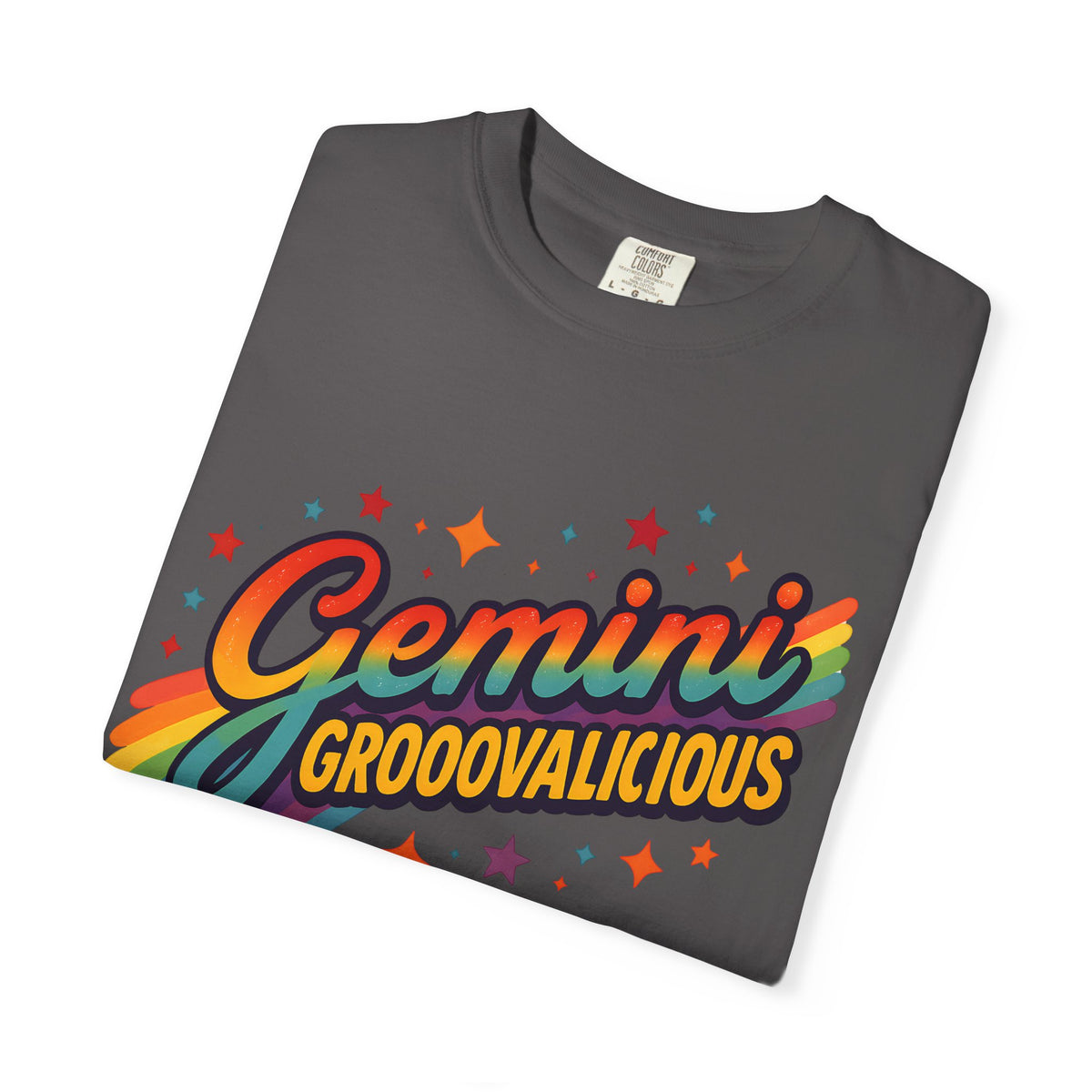 Gemini Groovalicious - Retro Disco Rainbow Zodiac Tee - Enchanted Sky