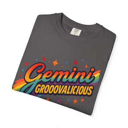Gemini Groovalicious - Retro Disco Rainbow Zodiac Tee - Enchanted Sky