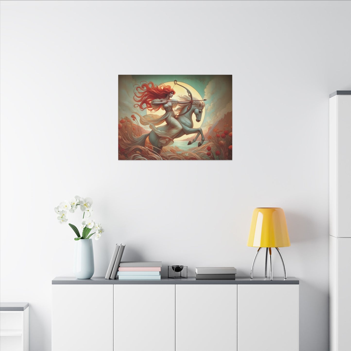 Sagittarius Zodiac Wall Art, Archer Goddess Canvas Print, Astrology Home Decor, Sagittarius Gift for Her, Celestial Centaur Painting, Star Sign Wall Decor