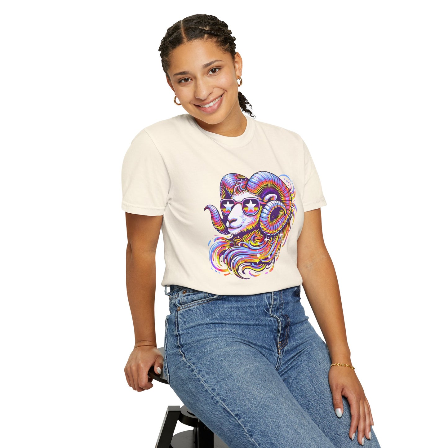 Psychedelic Aries Ram Tee – Retro Multicolor Zodiac Shirt