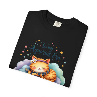 In My Aquarius Era Tee – Colorful Zodiac Cat Shirt