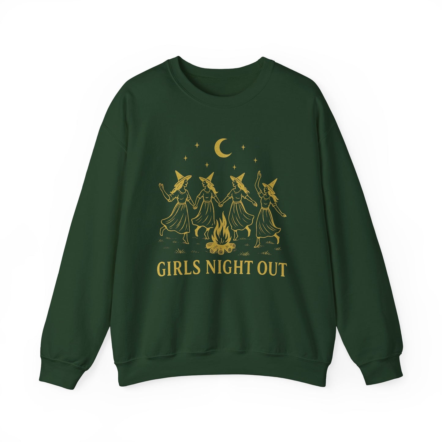 Girls Night Out Crewneck Sweatshirt – Dancing Witches Bonfire Graphic (Unisex)