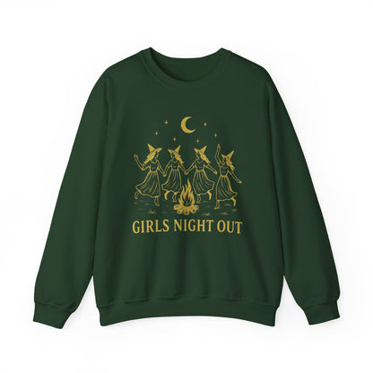 Girls Night Out Crewneck Sweatshirt – Dancing Witches Bonfire Graphic (Unisex)