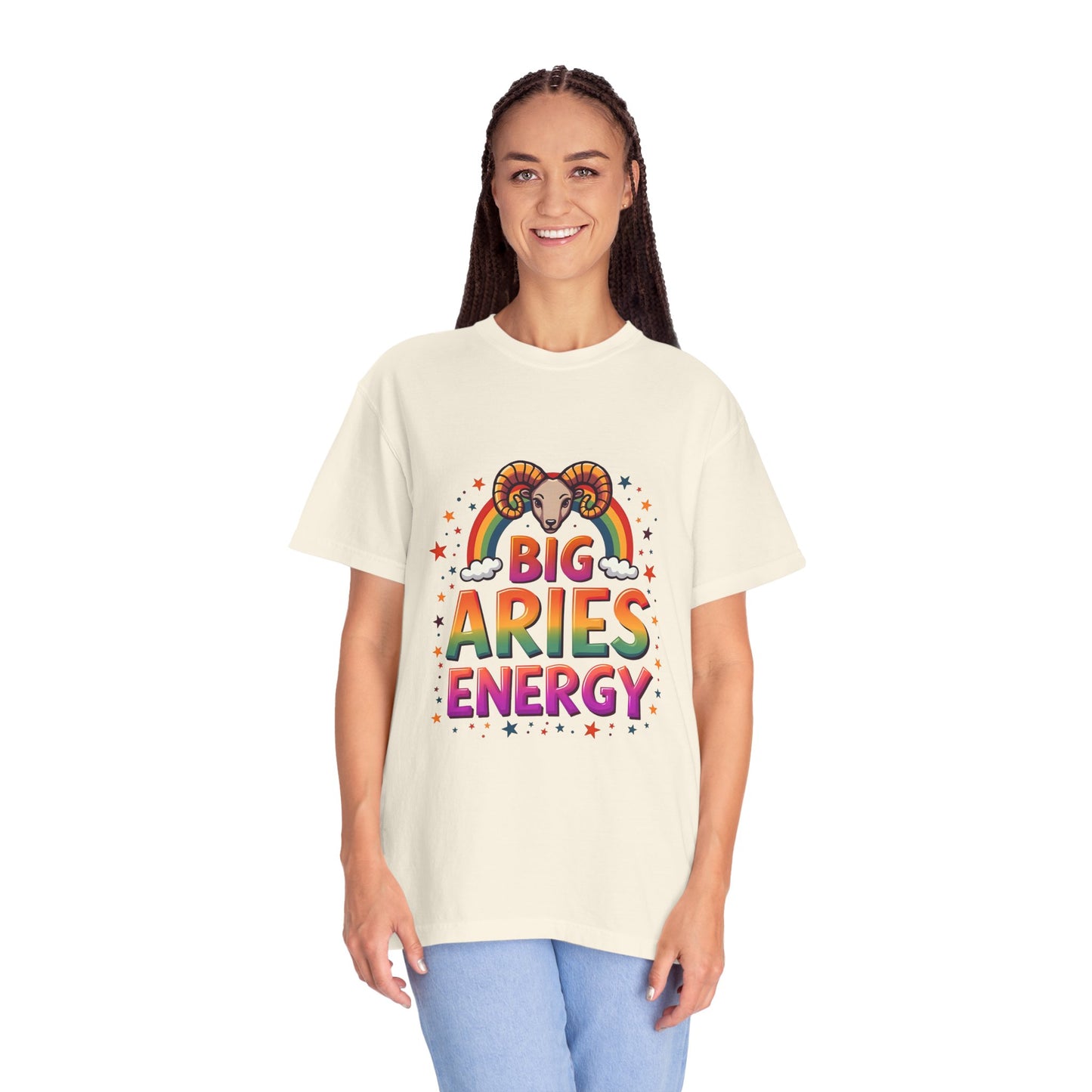 Big Aries Energy T-Shirt | Astrology Zodiac Tee | Comfort Colors Aries Shirt | Fire Sign Birthday Gift | Retro Horoscope Graphic Tee for Aries Lovers
