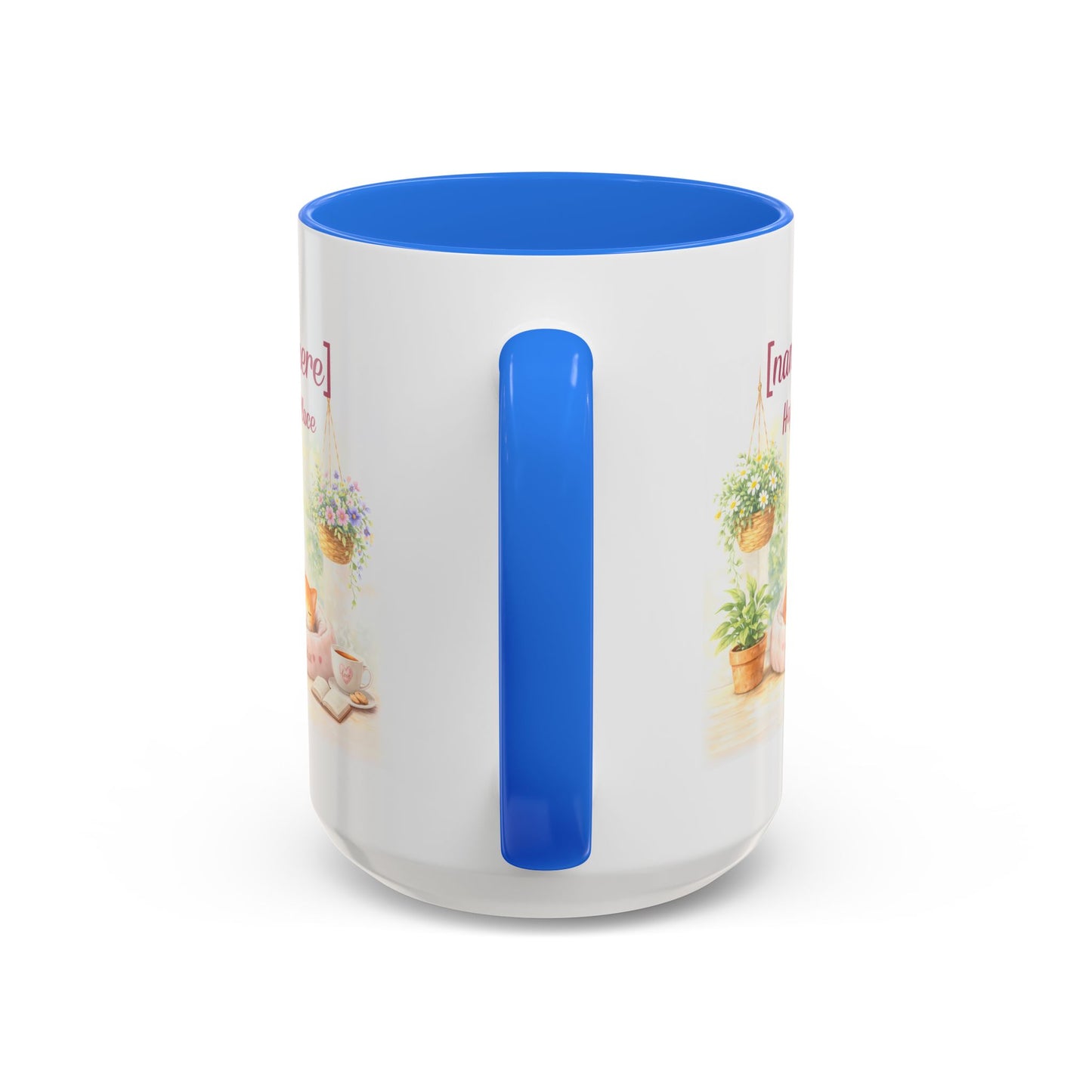 Personalized Name Cat Mug - Custom "Happy Place" Ceramic Mug for Cat Lovers