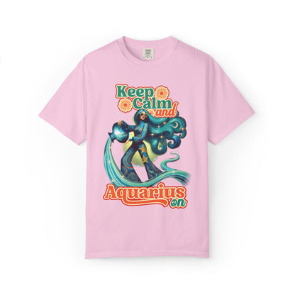 Keep Calm and Aquarius On – Retro Water Bearer Zodiac Tee