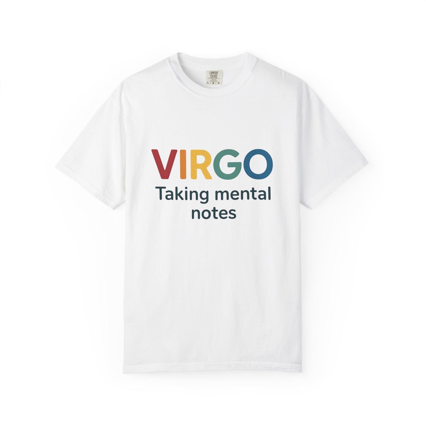 VIRGO Taking Mental Notes – Rainbow Minimalist Zodiac Tee