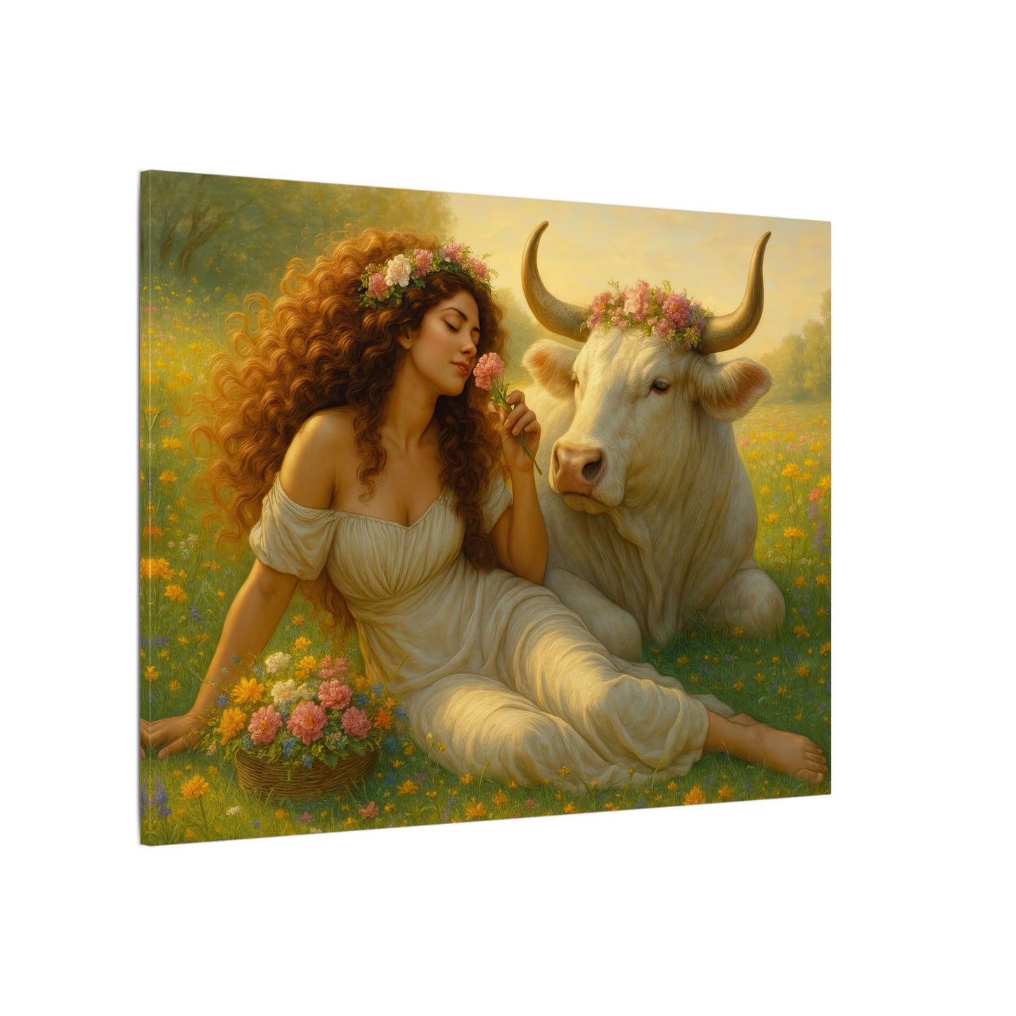 Taurus Zodiac Wall Art, Renaissance Taurus Canvas Print, Astrology Home Decor, Taurus Gift for Her, Celestial Bull Painting, Star Sign Wall Decor