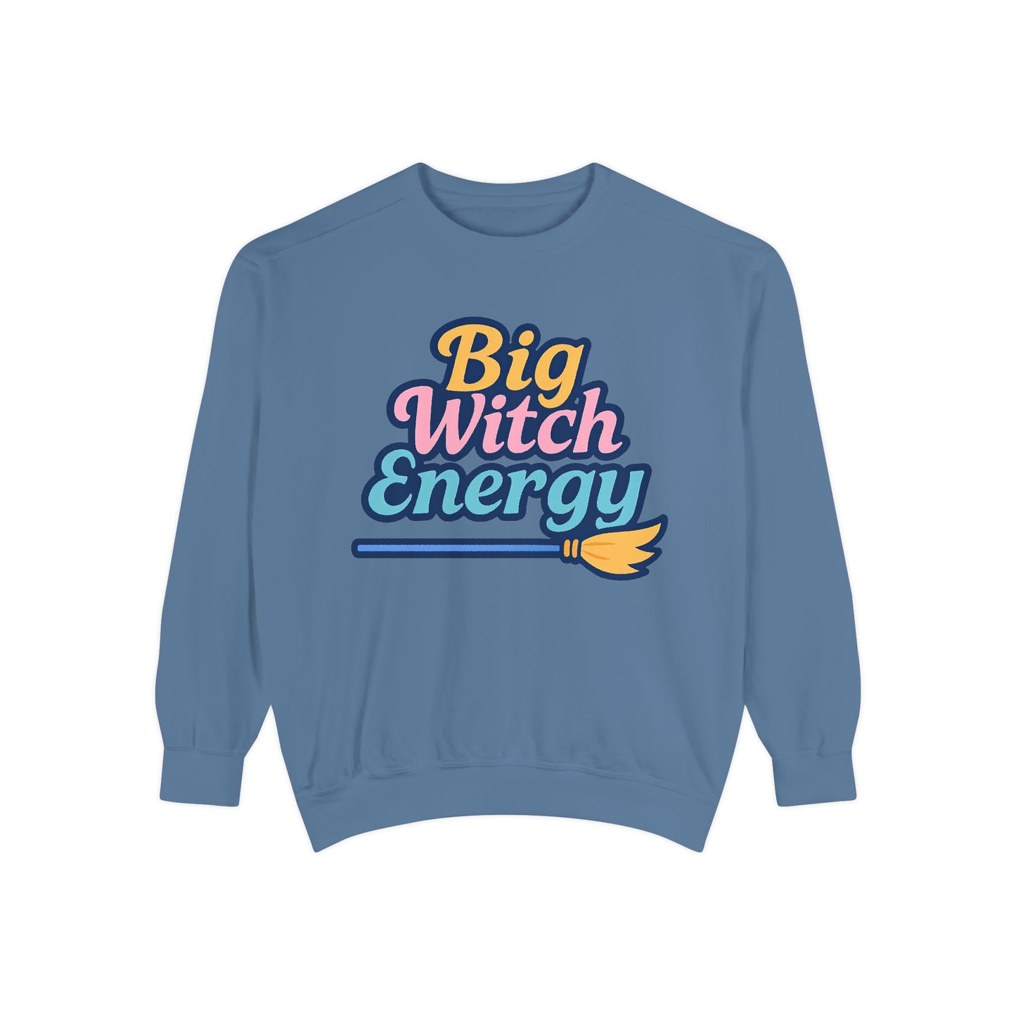 Big Witch Energy Sweatshirt – Colorful Pastel Broom Pullover