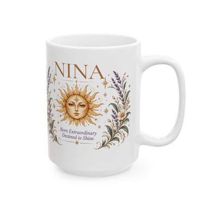Personalized Sun Mug, Custom Name Coffee Cup, Inspirational Gift for Her, Boho Celestial Birthday Gift
