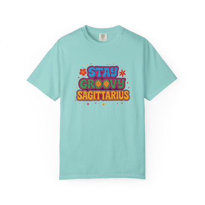 Stay Groovy Sagittarius – Retro Flower Power Zodiac Shirt