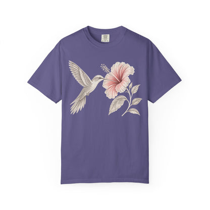 Vintage Hummingbird & Hibiscus Floral T-Shirt