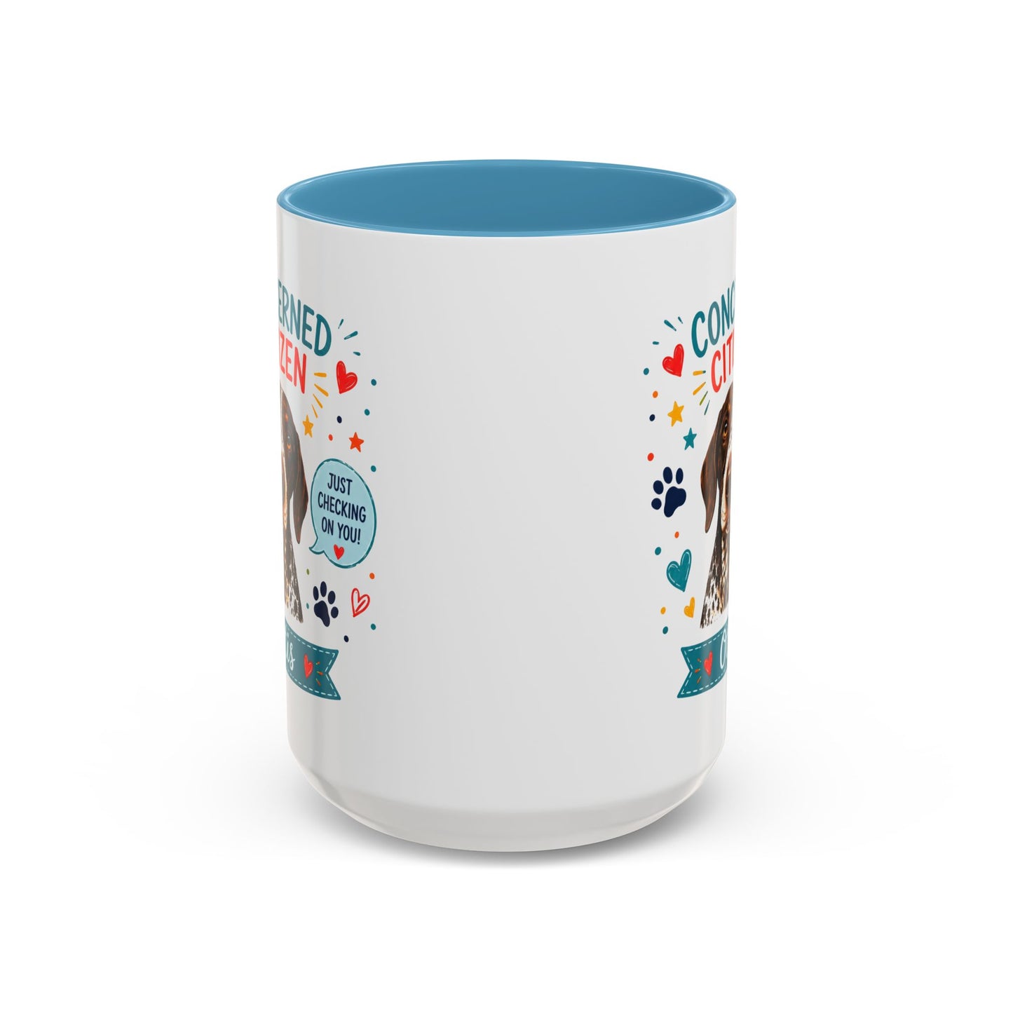 Personalized Dog Mug "Concerned Citizen" | Custom Pet Color Accent Mug with Dog Photo & Name | Funny Dog Lover Gift