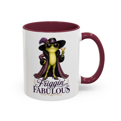 Friggin' Fabulous Frog Mug | Funny Frog Coffee Mug | Glam Fashion Frog Gift for Women | Colored Mug