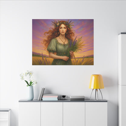 Virgo Zodiac Wall Art, Harvest Goddess Canvas Print, Astrology Home Decor, Virgo Gift for Her, Celestial Maiden Painting, Star Sign Wall Decor