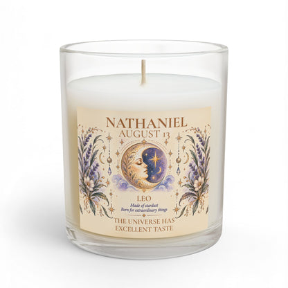 Personalized Zodiac Candle with Name Birthdate and Zodiac Sign