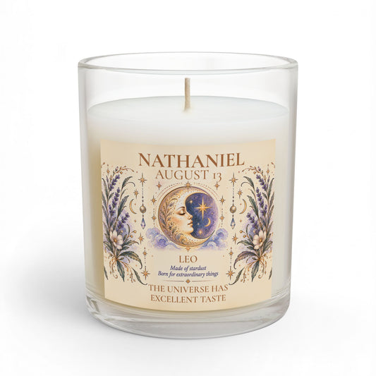 Personalized Zodiac Candle with Name Birthdate and Zodiac Sign