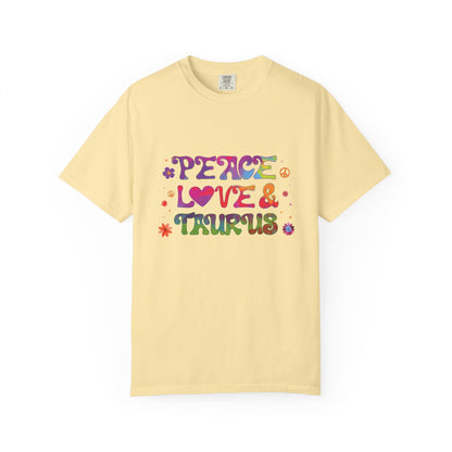 Peace Love & Taurus – Earthy Retro Zodiac Tee