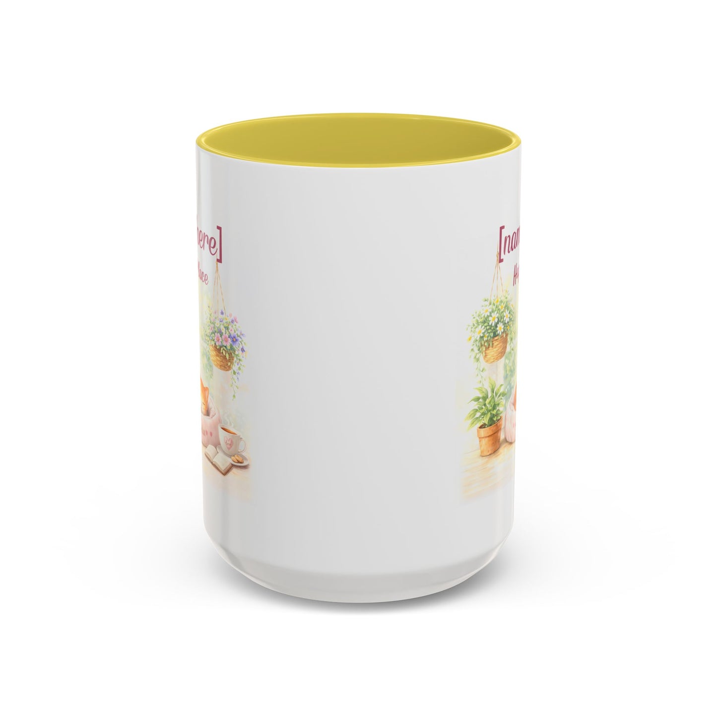 Personalized Name Cat Mug - Custom "Happy Place" Ceramic Mug for Cat Lovers