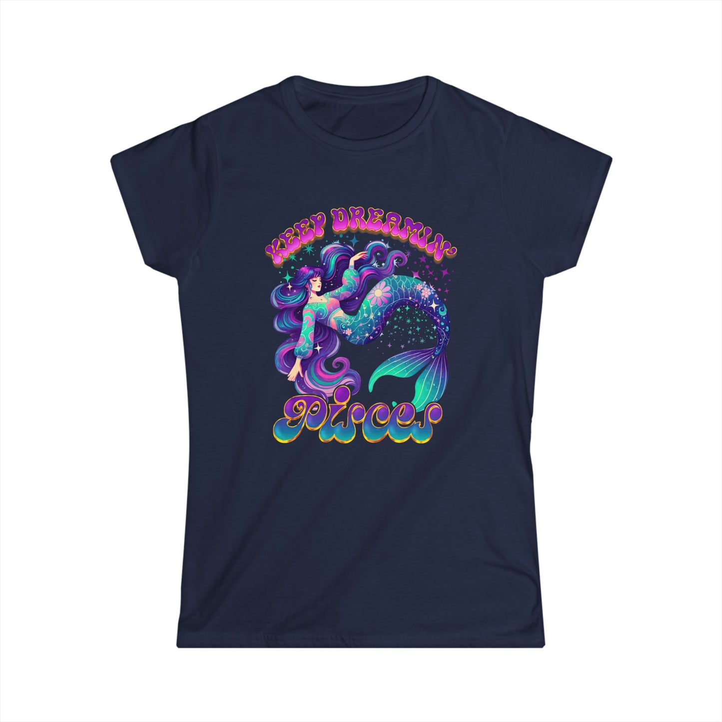Keep Dreamin’ Pisces Women’s Softstyle Tee – Empowering Retro Zodiac Shirt
