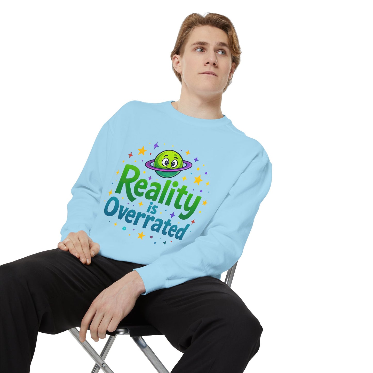 Reality Is Overrated Sweatshirt – Cosmic Alien Pullover