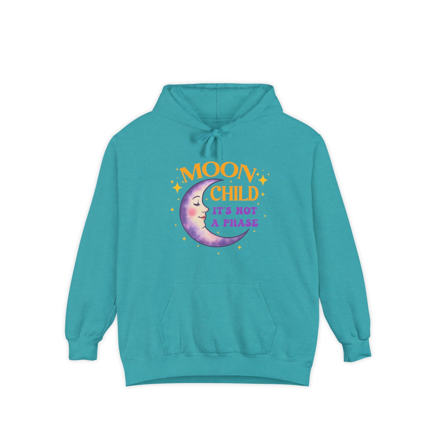 Moon Child Not a Phase Unisex Hoodie – Colorful Celestial Comfort Colors Midweight Hoodie