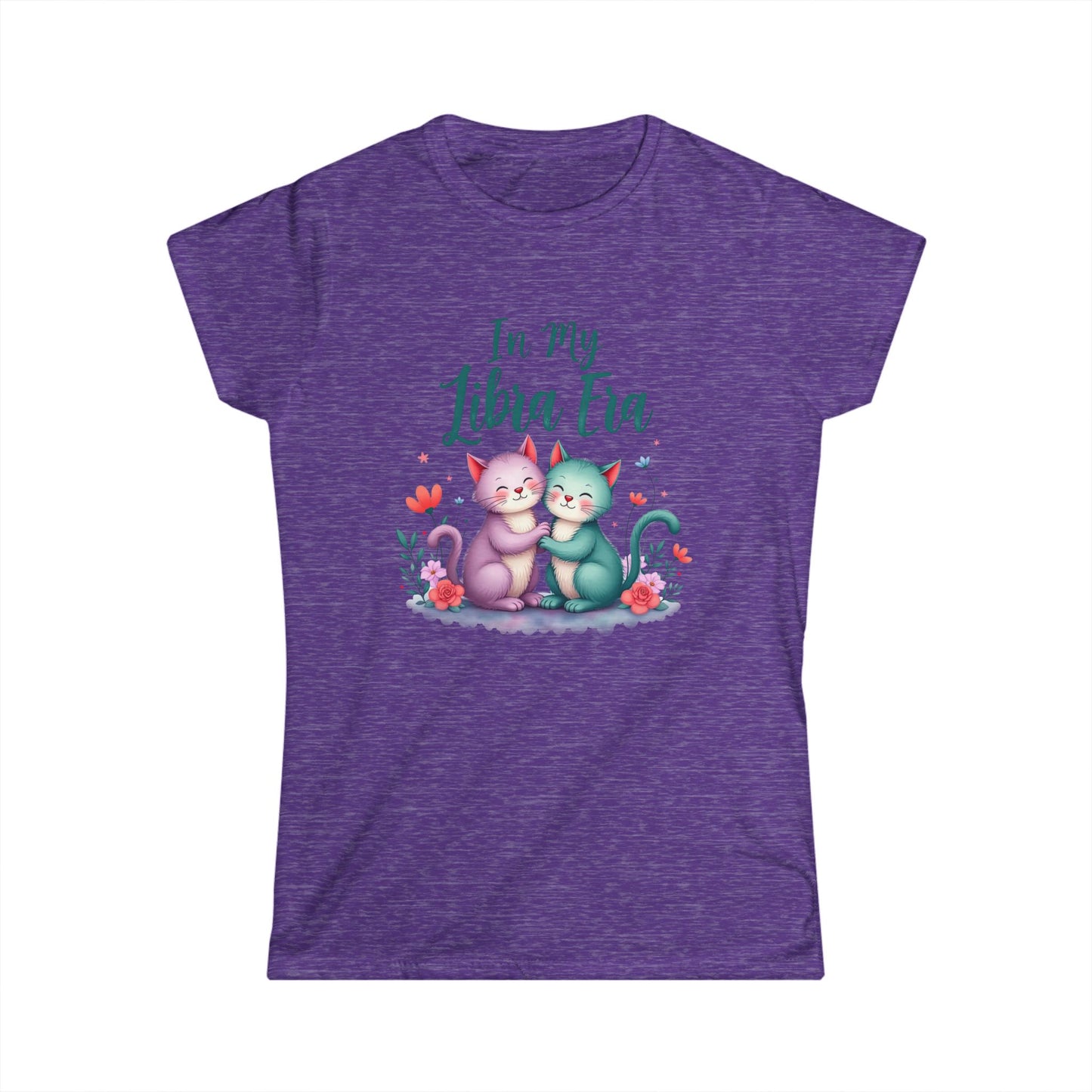 In My Libra Era Women’s Softstyle Tee – Empowering Zodiac Cat Shirt