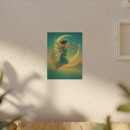 Artemis of the Stars – Celestial Moon Goddess Art Nouveau Canvas Wall Art