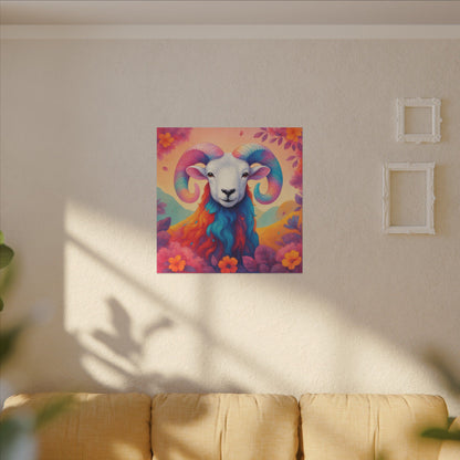 Rainbow Ram - Radiant Blossoms (Aries inspired) Wall  Art