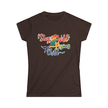 Stay Wild Pisces Child Women’s Softstyle Tee – Empowering Mermaid Zodiac Shirt