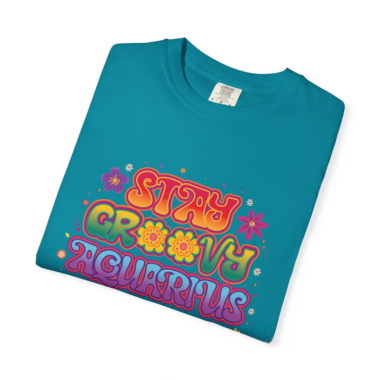 Stay Groovy Aquarius – Retro Flower Power Tee
