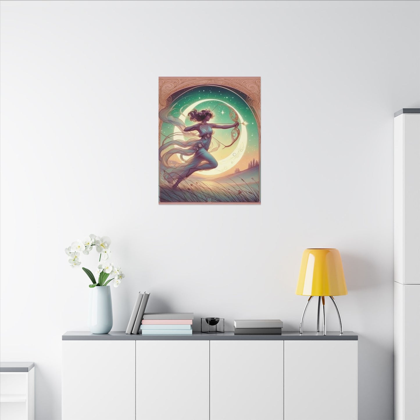 Artemis Rising – Celestial Archer Art Nouveau Wall Art