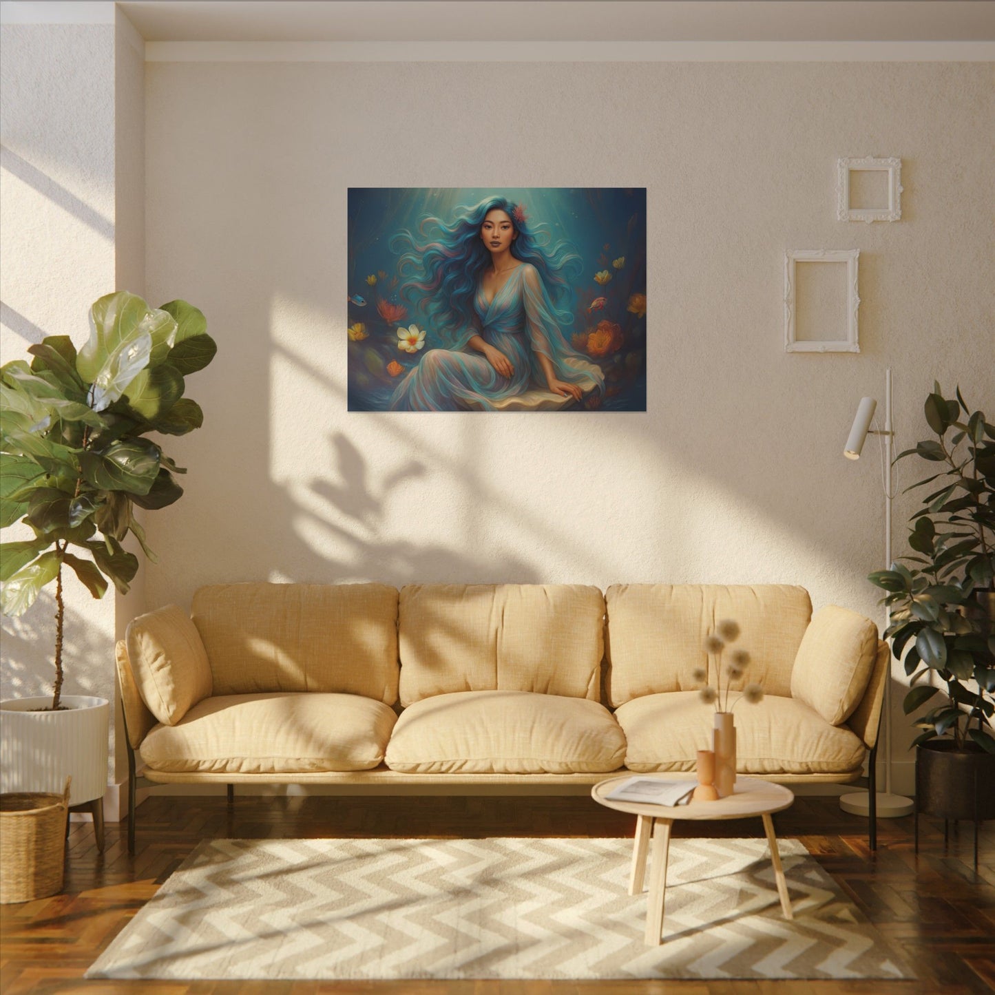 Pisces Zodiac Wall Art, Ocean Goddess Canvas Print, Astrology Home Decor, Pisces Gift for Her, Underwater Fantasy Painting, Star Sign Wall Decor