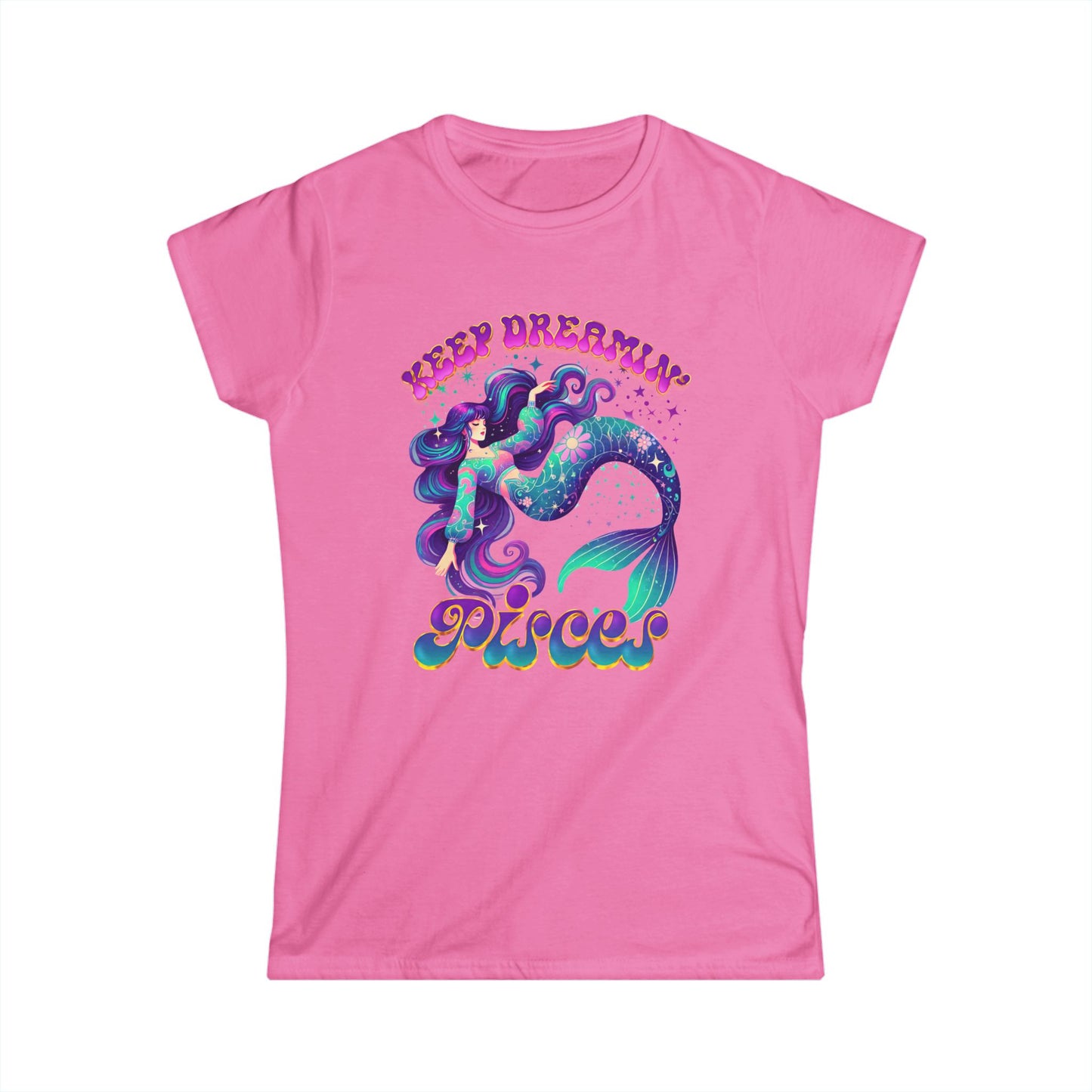 Keep Dreamin’ Pisces Women’s Softstyle Tee – Empowering Retro Zodiac Shirt