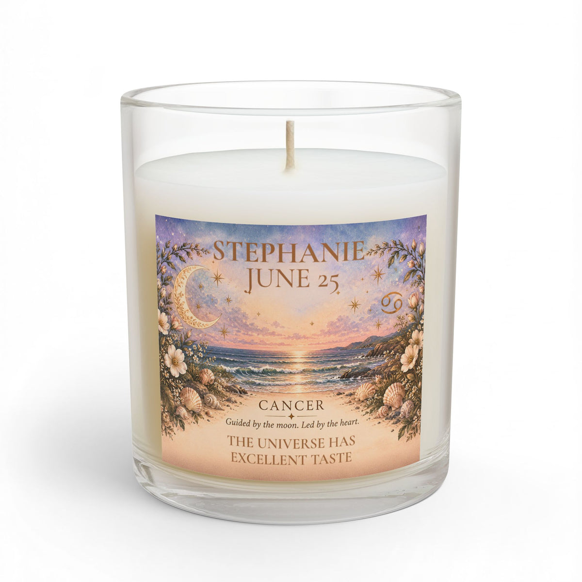 Personalized Cancer Zodiac Candle | Ocean Floral Astrology Candle 11oz