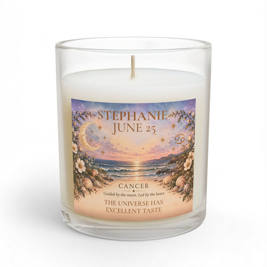 Personalized Cancer Ocean Dreams Zodiac Candle | Custom Name & BIrthday Celestial Candle 11oz