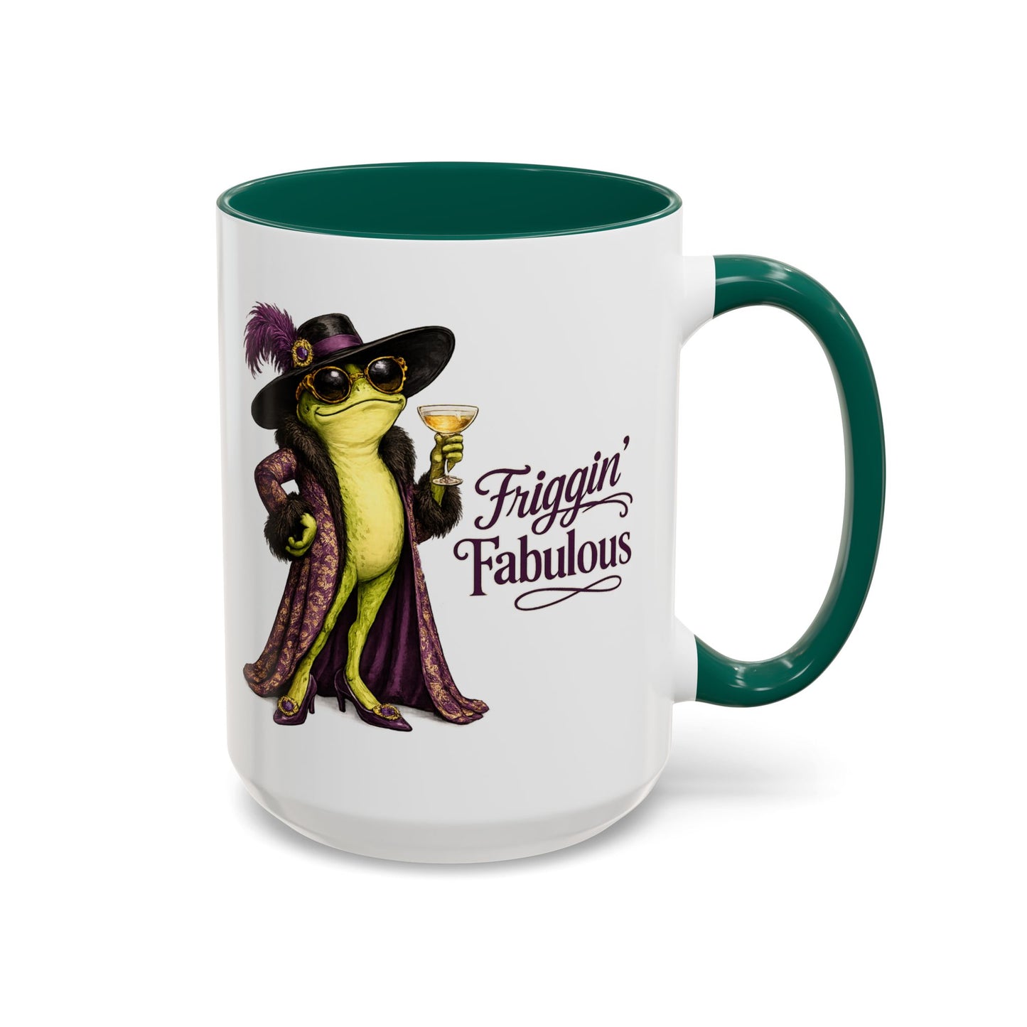 Friggin' Fabulous Frog Mug | Cute Frog Coffee Mug for Women | Funny Glam Frog Gift | Colored Mug