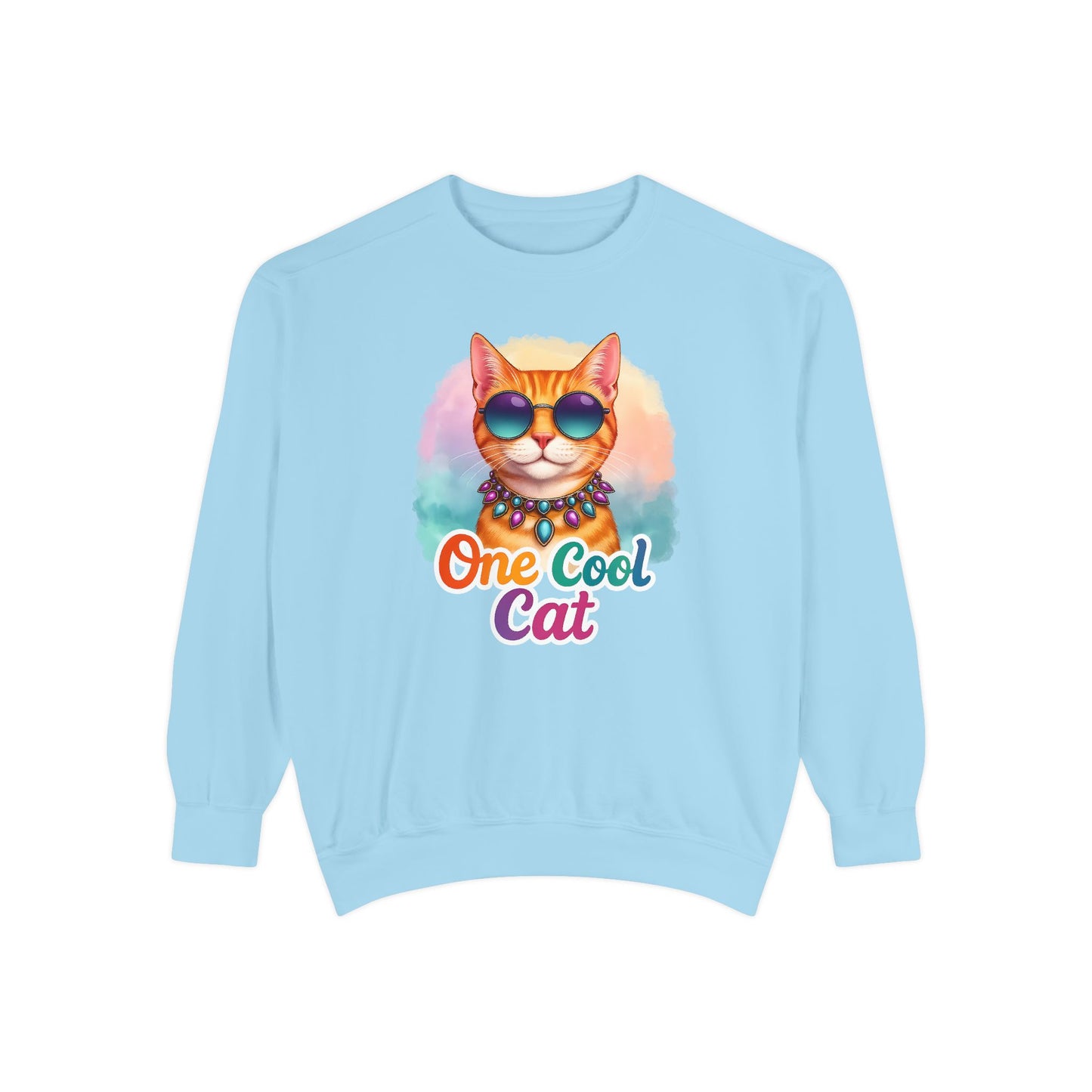 One Cool Cat Unisex Crewneck – Colorful Vibrant Comfort Colors Midweight Sweatshirt