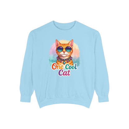 One Cool Cat Unisex Crewneck – Colorful Vibrant Comfort Colors Midweight Sweatshirt