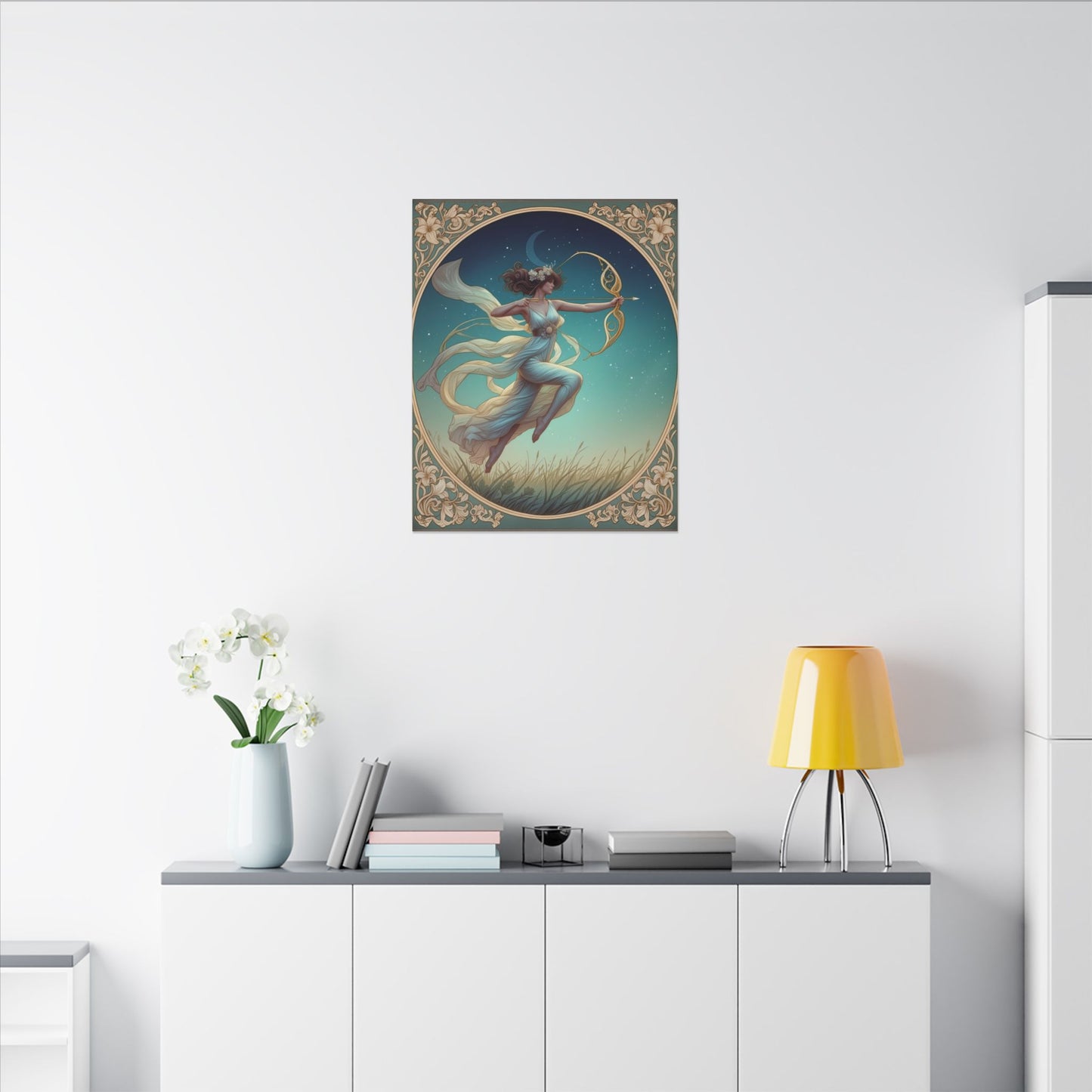 Artemis Under the Stars – Art Nouveau Goddess Wall Art