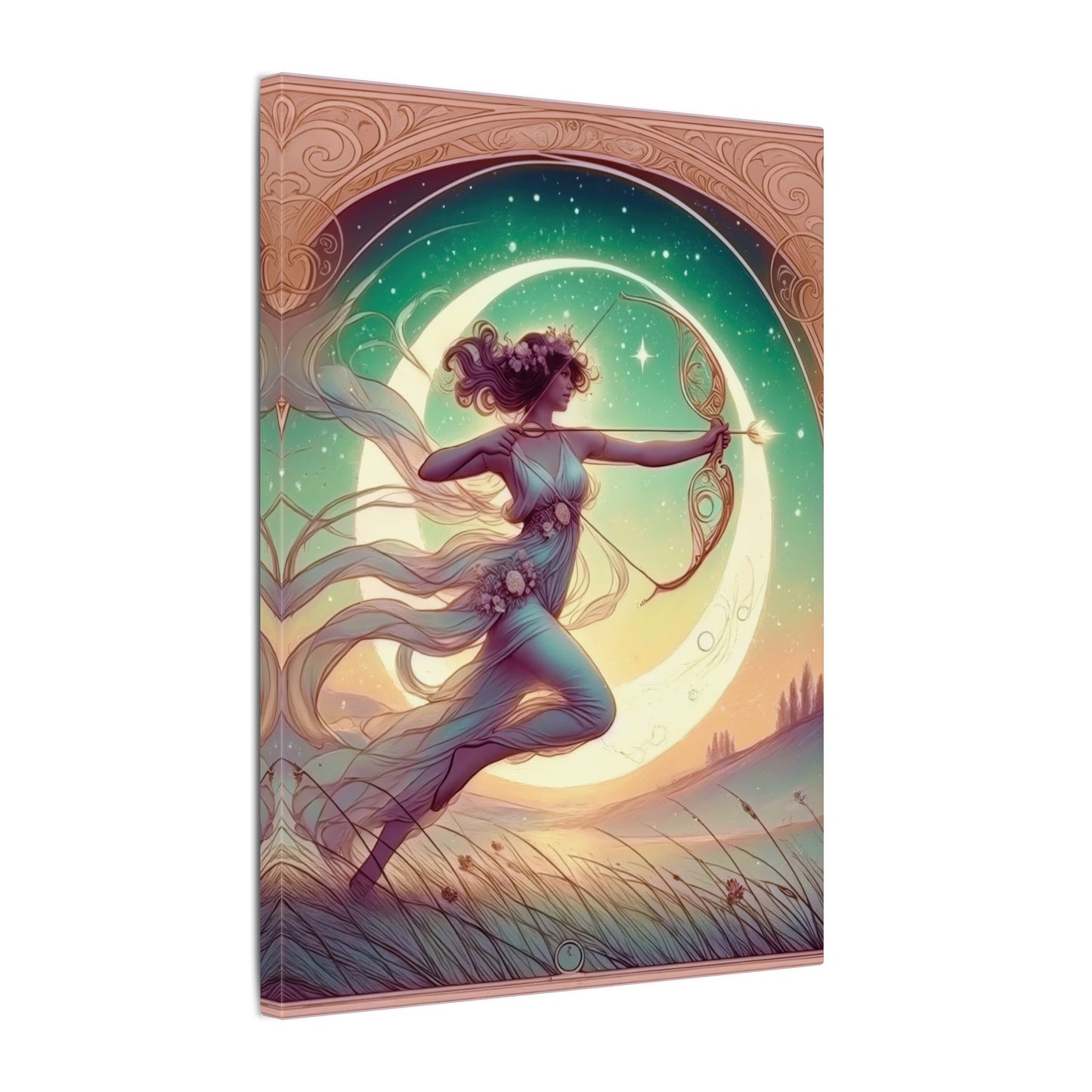 Artemis Rising – Celestial Archer Art Nouveau Wall Art