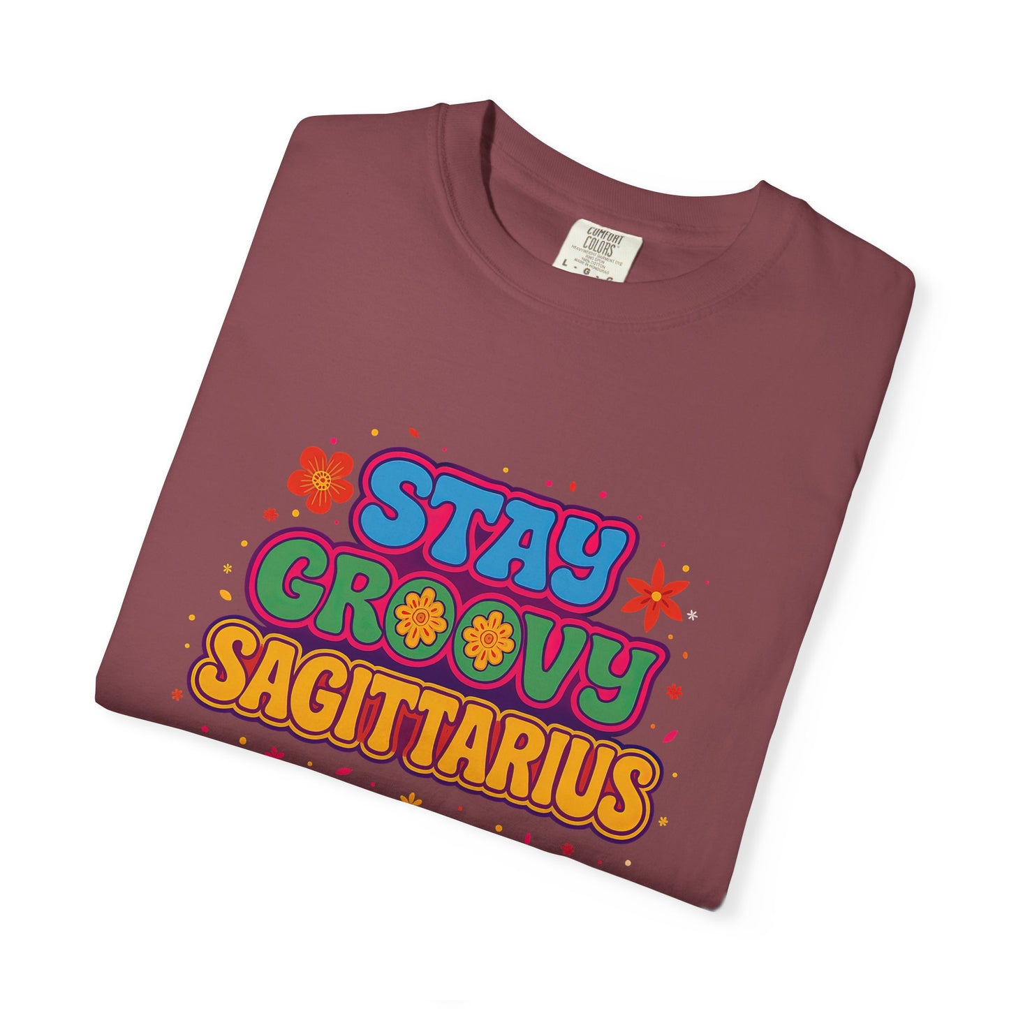 Stay Groovy Sagittarius – Retro Flower Power Zodiac Shirt