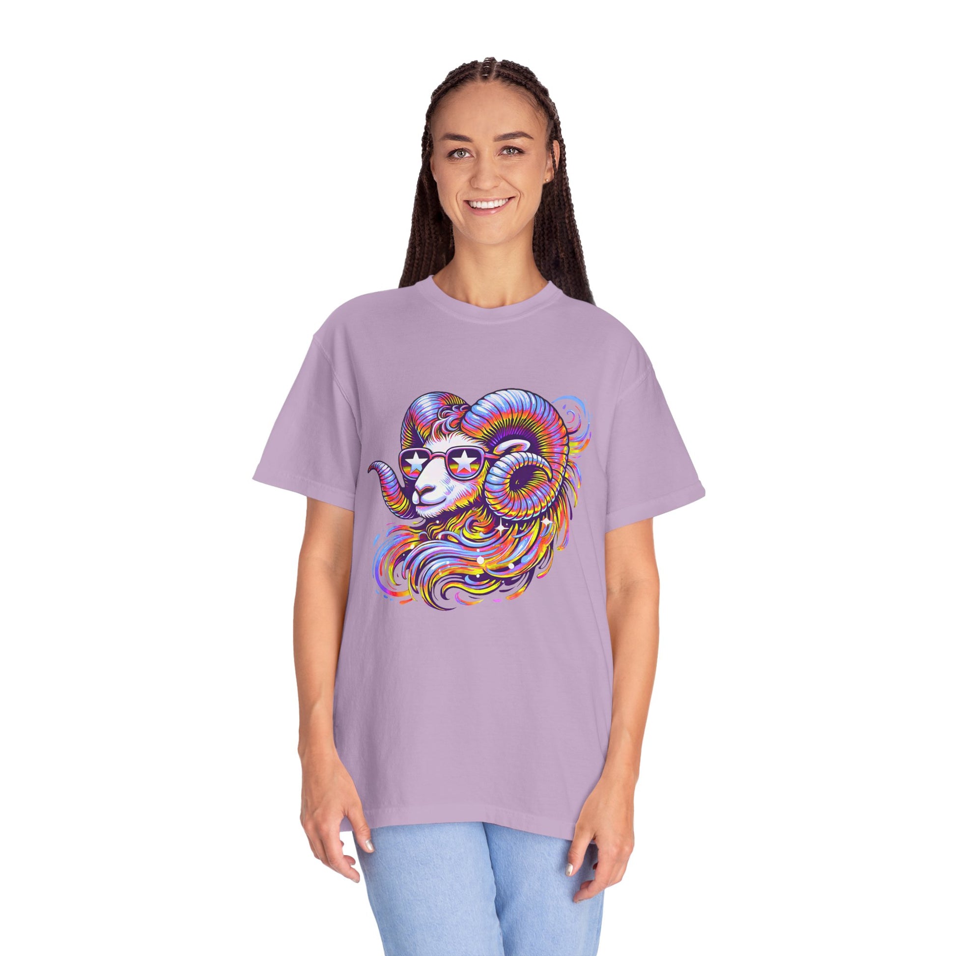 Psychedelic Aries Ram Tee – Retro Multicolor Zodiac Shirt