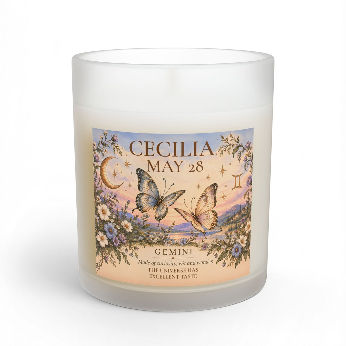 Personalized Gemini Zodiac Candle | Butterfly Astrology Gift
