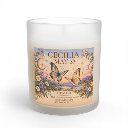 Personalized Gemini Zodiac Candle | Butterfly Astrology Gift